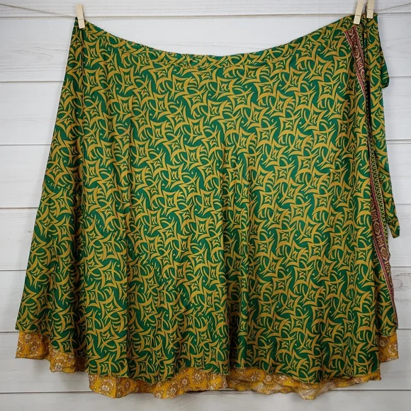 Darn Good Yarn Sari Silk Wrap Skirt Ankle Goddess - Picture 3 of 16